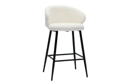 Miliboo Barhocker aus Stoff mit Bouclé-Wolleffekt in Ecru und schwarzem Metall (2er-Set) ROSALIE* Barhocker