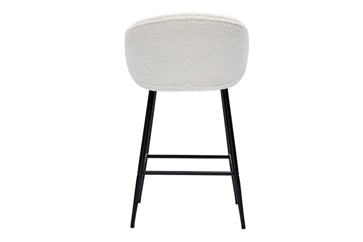 Miliboo Barhocker aus Stoff mit Bouclé-Wolleffekt in Ecru und schwarzem Metall (2er-Set) ROSALIE* Barhocker