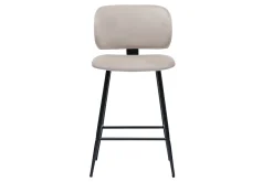Miliboo Barhocker aus taupefarbenem Samtstoff und schwarzem Metall H70 cm (2er-Set) ATRIUM* Barhocker
