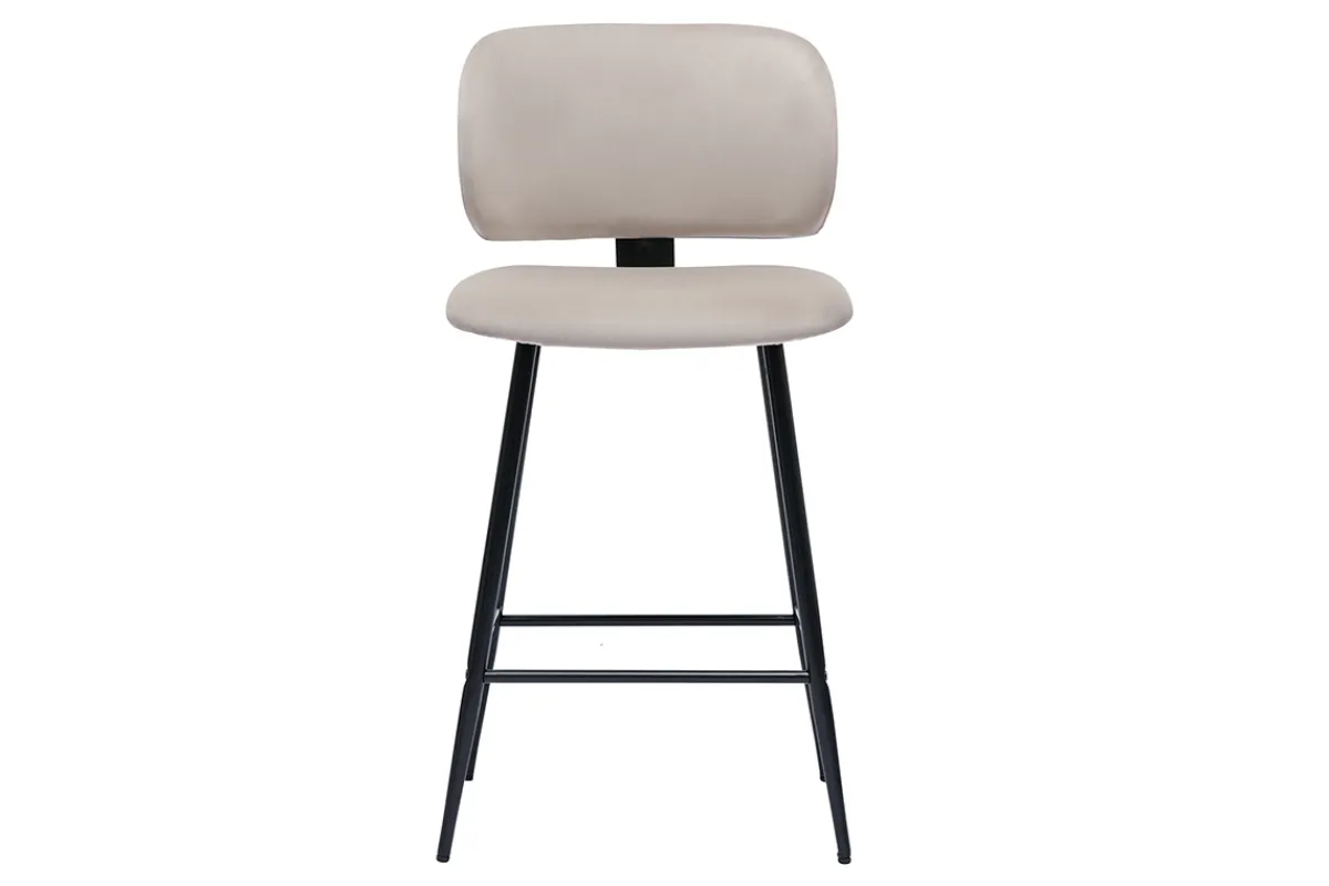 Miliboo Barhocker aus taupefarbenem Samtstoff und schwarzem Metall H70 cm (2er-Set) ATRIUM* Barhocker