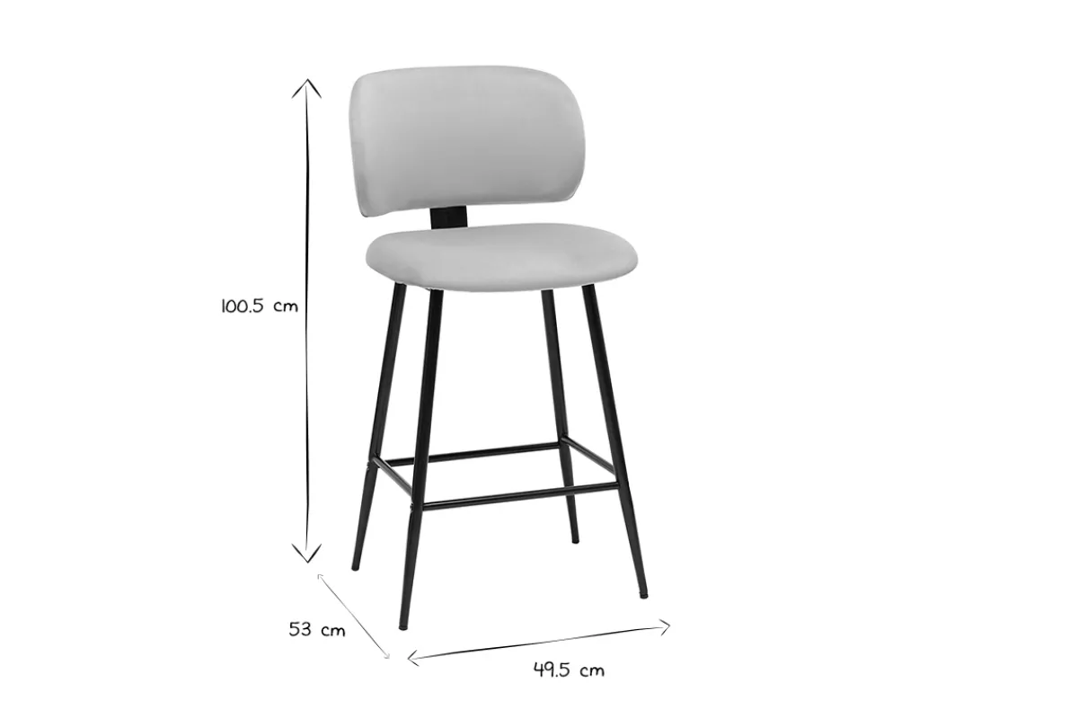 Miliboo Barhocker aus taupefarbenem Samtstoff und schwarzem Metall H70 cm (2er-Set) ATRIUM* Barhocker