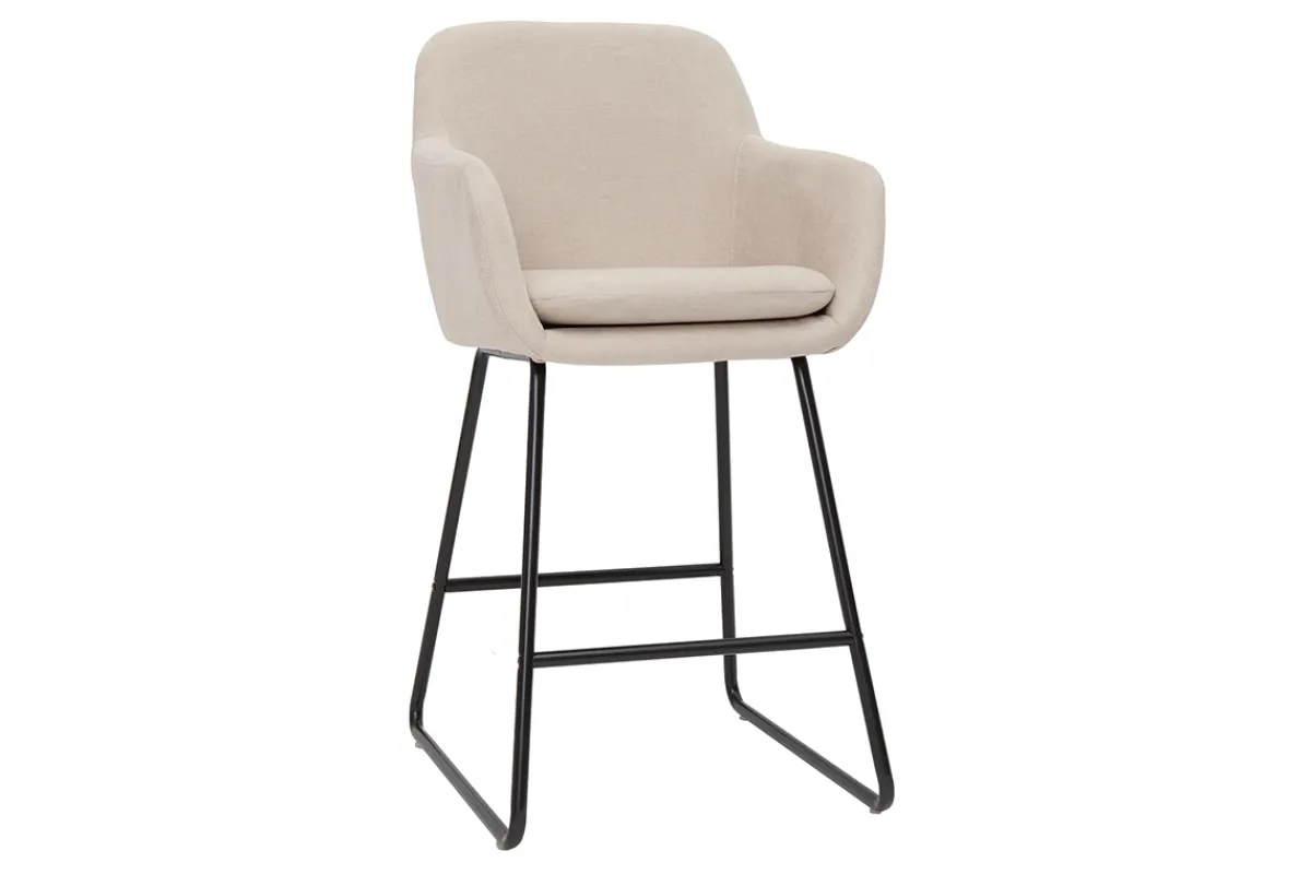 Miliboo Barhocker beiger Stoff mit Samteffekt H65 cm 2er-Set AMIKA* Barhocker