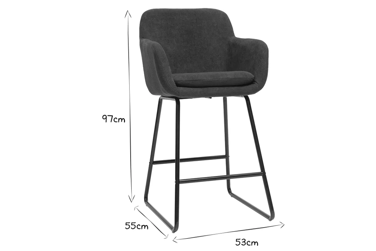 Miliboo Barhocker beiger Stoff mit Samteffekt H65 cm 2er-Set AMIKA* Barhocker