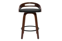 Miliboo Barhocker dunkles Holz und schwarzes Polyurethan 65 cm 2er-Set MANO* Barhocker