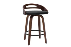 Miliboo Barhocker dunkles Holz und schwarzes Polyurethan 65 cm 2er-Set MANO* Barhocker