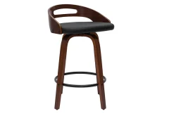 Miliboo Barhocker dunkles Holz und schwarzes Polyurethan 65 cm 2er-Set MANO* Barhocker