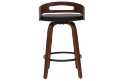 Miliboo Barhocker dunkles Holz und schwarzes Polyurethan 65 cm 2er-Set MANO* Barhocker
