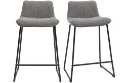 Miliboo Barhocker grauer Stoff mit Samteffekt und Metall H65 cm (2er-Set) BOOST* Barhocker