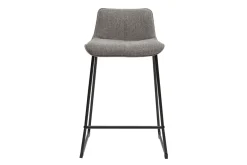 Miliboo Barhocker grauer Stoff mit Samteffekt und Metall H65 cm (2er-Set) BOOST* Barhocker