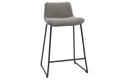 Miliboo Barhocker grauer Stoff mit Samteffekt und Metall H65 cm (2er-Set) BOOST* Barhocker