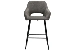 Miliboo Barhocker grauer Stoff mit Samteffekt und Metall H65 cm (2er-Set) LAURETTE* Barhocker