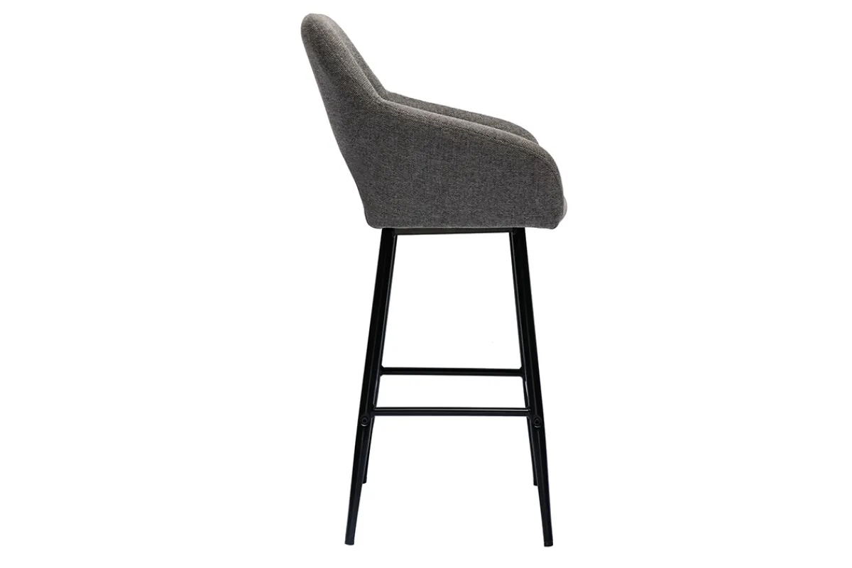 Miliboo Barhocker grauer Stoff mit Samteffekt und Metall H65 cm (2er-Set) LAURETTE* Barhocker