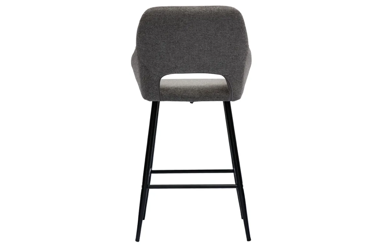 Miliboo Barhocker grauer Stoff mit Samteffekt und Metall H65 cm (2er-Set) LAURETTE* Barhocker