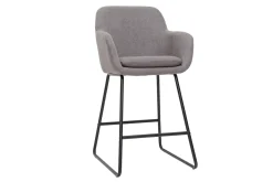 Miliboo Barhocker grauer Stoff mit Samteffekt H75 cm 2er-Set AMIKA* Barhocker
