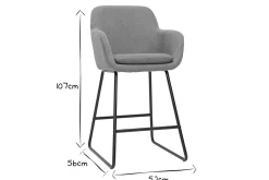 Miliboo Barhocker grauer Stoff mit Samteffekt H75 cm 2er-Set AMIKA* Barhocker