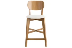 Miliboo Barhocker H65 Design Eichenholz und weiße Sitzfläche H65 cm LUCIA* Barhocker