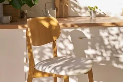 Miliboo Barhocker H65 Design Eichenholz und weiße Sitzfläche H65 cm LUCIA* Barhocker