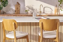 Miliboo Barhocker H65 Design Eichenholz und weiße Sitzfläche H65 cm LUCIA* Barhocker