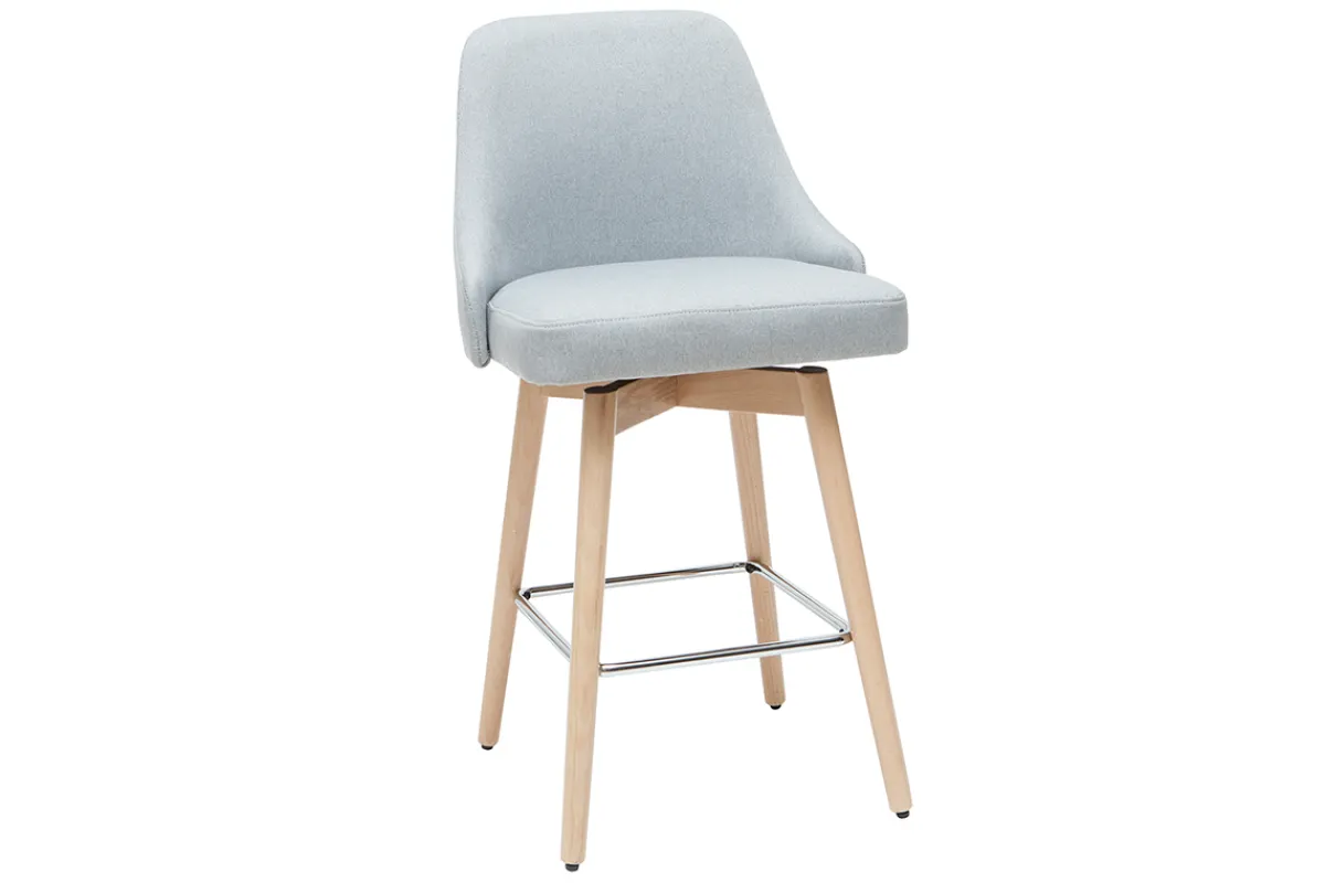 Miliboo Barhocker HASTA skandinavisches Design hellgrauer Bezug H65 cm (2er-Set)* Barhocker
