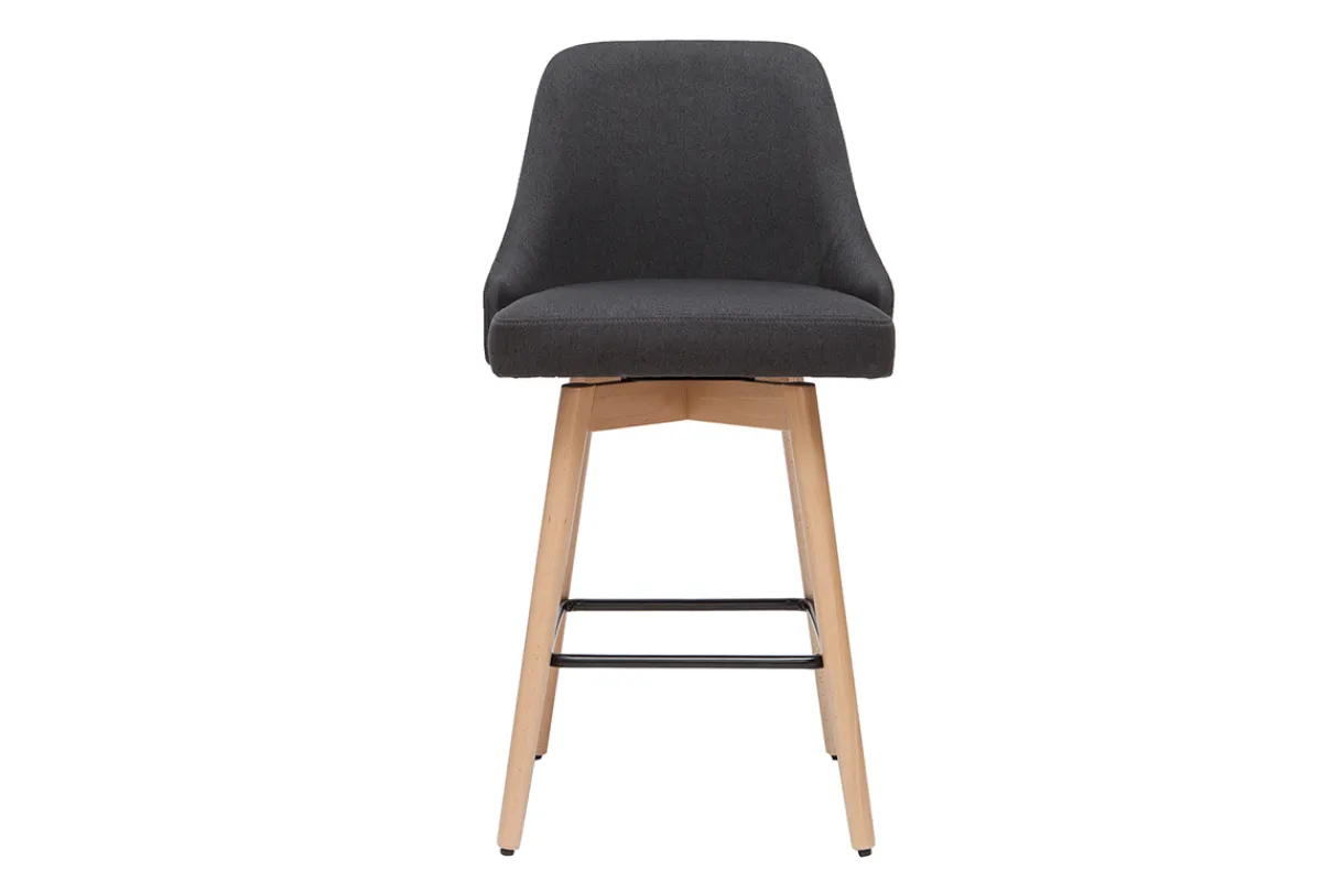 Miliboo Barhocker HASTA skandinavisches Design dunkelgrauer Bezug H65 cm (2er-Set)* Barhocker