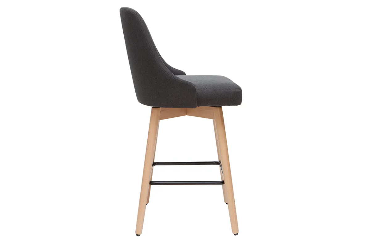 Miliboo Barhocker HASTA skandinavisches Design dunkelgrauer Bezug H65 cm (2er-Set)* Barhocker