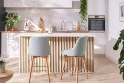Miliboo Barhocker HASTA skandinavisches Design dunkelgrauer Bezug H65 cm (2er-Set)* Barhocker