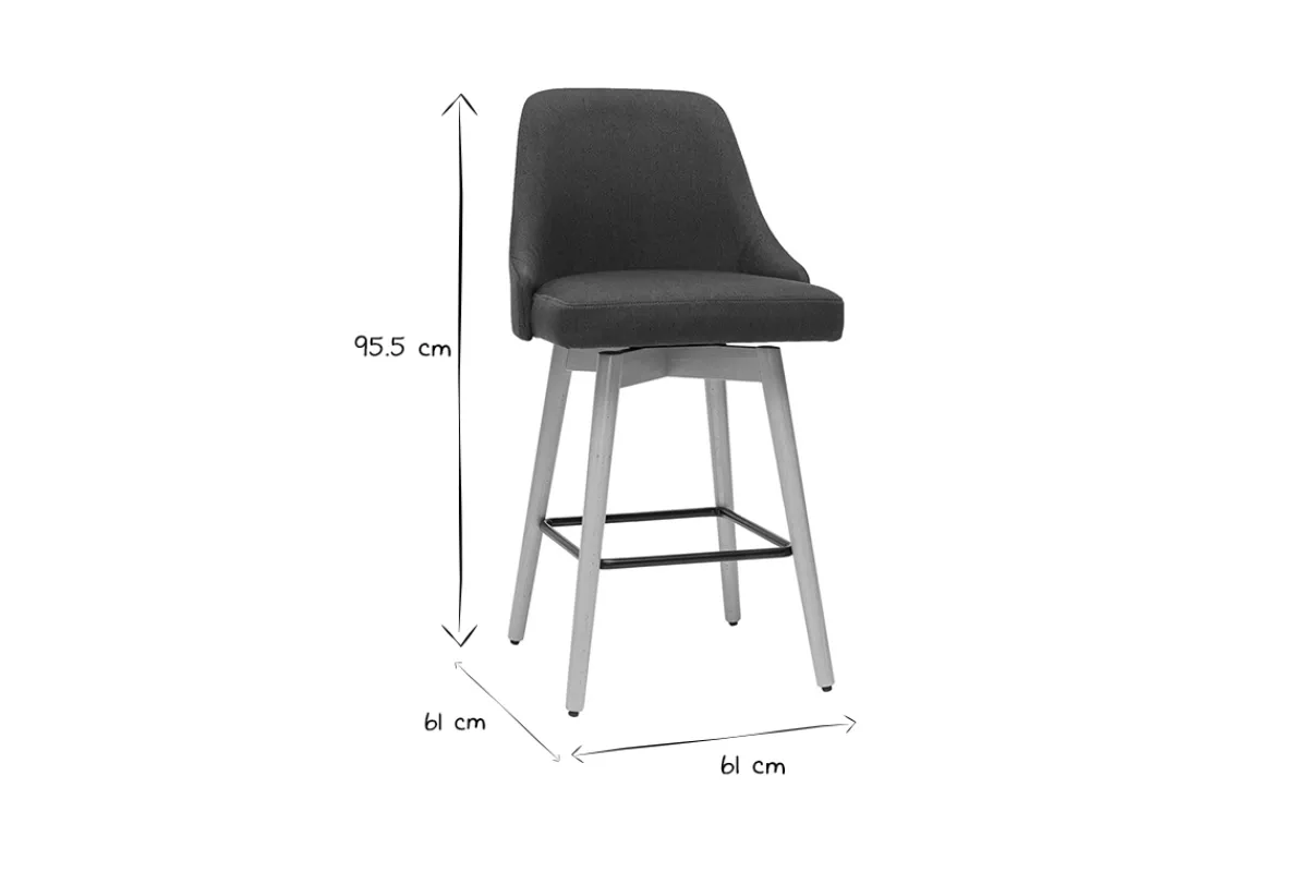 Miliboo Barhocker HASTA skandinavisches Design dunkelgrauer Bezug H65 cm (2er-Set)* Barhocker