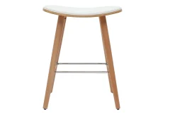 Miliboo Barhocker helles Holz PU weiß 65 cm (2er-Set) MEADOW* Barhocker