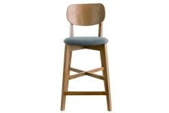 Miliboo Barhocker helles Holz und grau melierter Stoff H65 cm (2er-Set) LUCIA* Barhocker