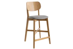 Miliboo Barhocker helles Holz und grau melierter Stoff H65 cm (2er-Set) LUCIA* Barhocker