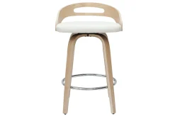 Miliboo Barhocker helles Holz und weißes Polyurethan 65 cm 2er-Set MANO* Barhocker