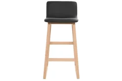 Miliboo Barhocker helles Holz und PU Schwarz 65 cm Set 2 Stück OSAKA* Barhocker