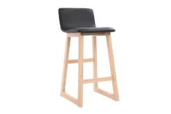Miliboo Barhocker helles Holz und PU Schwarz 65 cm Set 2 Stück OSAKA* Barhocker