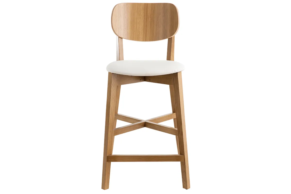 Miliboo Barhocker helles Holz weiß 65 cm (2er-Set) LUCIA* Barhocker