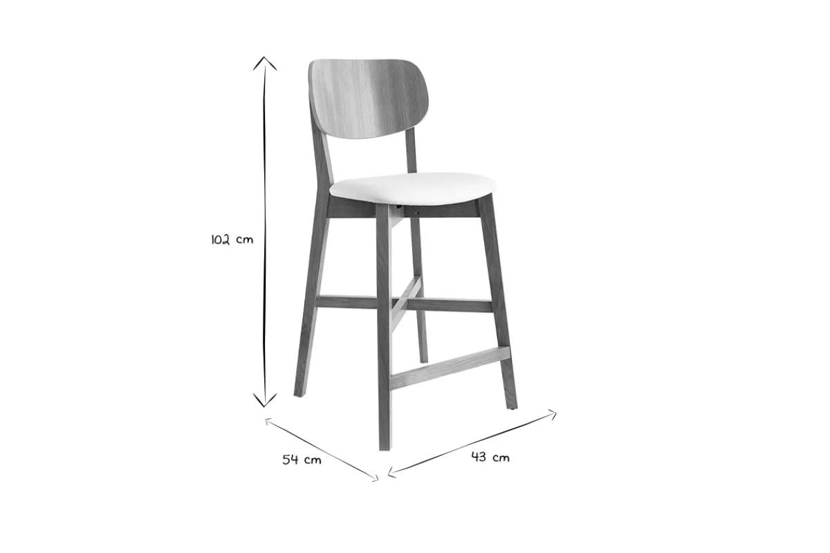 Miliboo Barhocker helles Holz weiß 65 cm (2er-Set) LUCIA* Barhocker