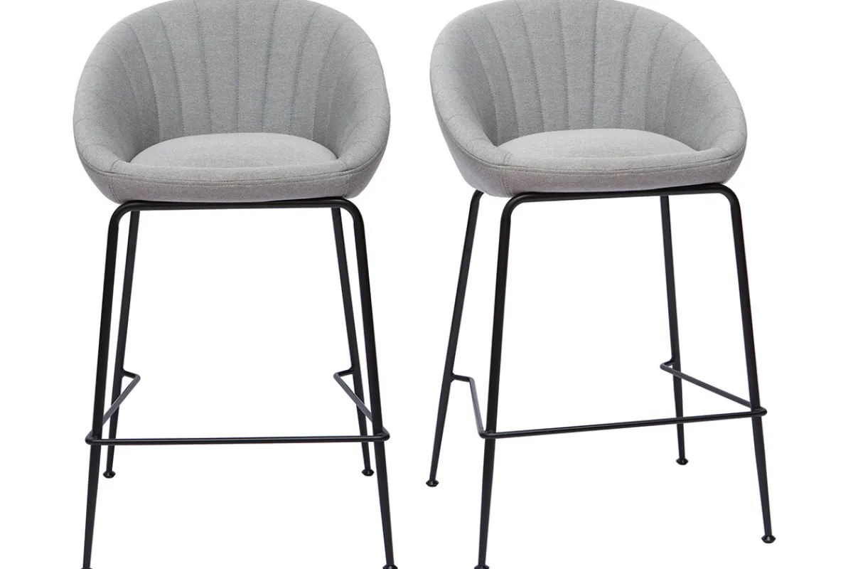 Miliboo Barhocker hellgrauer Stoff 65cm (2er Set) SHERU* Barhocker