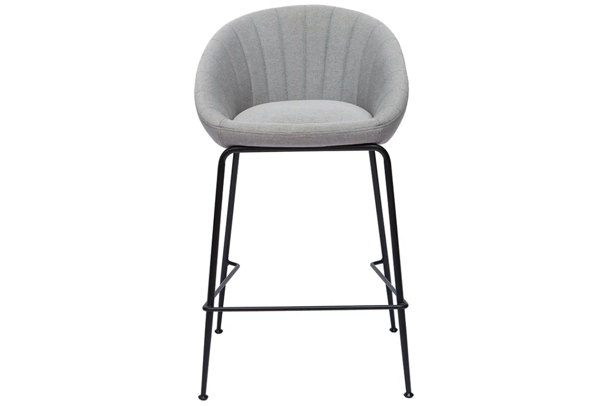 Miliboo Barhocker hellgrauer Stoff 65cm (2er Set) SHERU* Barhocker