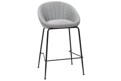Miliboo Barhocker hellgrauer Stoff 65cm (2er Set) SHERU* Barhocker