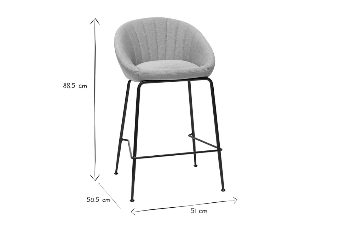 Miliboo Barhocker hellgrauer Stoff 65cm (2er Set) SHERU* Barhocker
