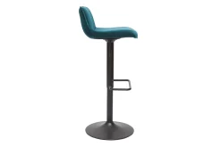 Miliboo Barhocker höhenverstellbar und um 360° drehbar aus petrolblauem Stoff mit Samteffekt und schwarzem Metall (2er-Set) BOOST* Barhocker