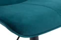 Miliboo Barhocker höhenverstellbar und um 360° drehbar aus petrolblauem Stoff mit Samteffekt und schwarzem Metall (2er-Set) BOOST* Barhocker
