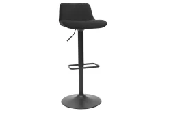 Miliboo Barhocker höhenverstellbar und um 360° drehbar aus schwarzem Stoff mit Samteffekt und Metall (2er-Set) BOOST* Barhocker