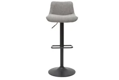 Miliboo Barhocker höhenverstellbar und um 360° drehbar aus Stoff mit strukturiertem Samteffekt in Grau und Metall (2er-Set) BOOST* Barhocker