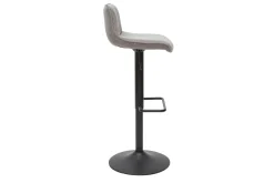Miliboo Barhocker höhenverstellbar und um 360° drehbar aus Stoff mit strukturiertem Samteffekt in Grau und Metall (2er-Set) BOOST* Barhocker