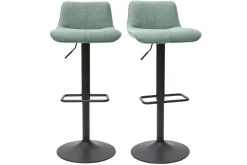 Miliboo Barhocker höhenverstellbar Stoff mit strukturiertem Samteffekt in Blassgrün und Metall (2er-Set) BOOST* Barhocker