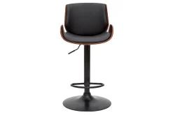Miliboo Barhocker höhenverstellbar schwarz und dunkles Holz VESPER* Barhocker