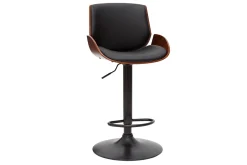 Miliboo Barhocker höhenverstellbar schwarz und dunkles Holz VESPER* Barhocker