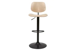 Miliboo Barhocker höhenverstellbar helles Holz mit schwarzem Metall CLASH* Barhocker