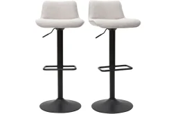 Miliboo Barhocker höhenverstellbar und um 360° drehbar aus Stoff mit strukturiertem Samteffekt in Beige und Metall (2er-Set) BOOST* Barhocker