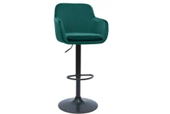 Miliboo Barhocker höhenverstellbar aus petrolblauem Samt und schwarzem Metall (2er-Set) AMIKA* Barhocker